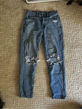 American Eagle Outfitters Light Blue Distressed Denim Shorts